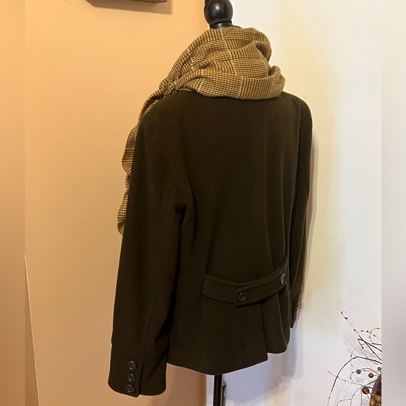 ‼️SOLD‼️ Esprit PEA COAT- Wool- Ladies Classic Chocolate Brown- XL w/ Scarf 🧣 - Picture 4 of 16
